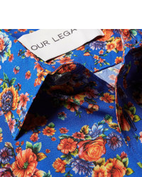 Our Legacy Slim Fit Floral Print Matte Satin Shirt