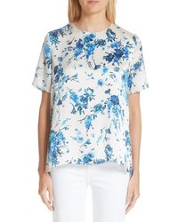Adam Lippes Floral Print Hammered Silk Blouse