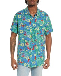 ROLLA'S Bon Flower Trip Button Up Shirt In Bluegreen Multi At Nordstrom