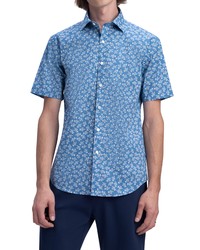 Bugatchi Classic Fit Short Sleeve Stretch Button Up Shirt In Riviera At Nordstrom