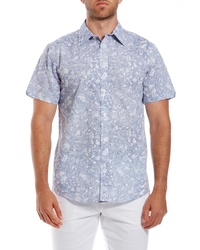 Ben Sherman Linear Floral Print Short Sleeve Sport Shirt
