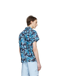 Naked and Famous Denim Navy And Blue Big Tropical Aloha Shirt