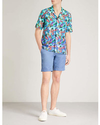 Eton Tropical Floral Print Slim Fit Cotton Shirt