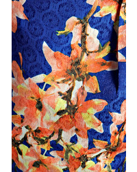 Boohoo Elana Floral Print Jacquard Texture Shorts