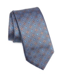 Canali Floral Medallion Silk Tie In Light Blue At Nordstrom
