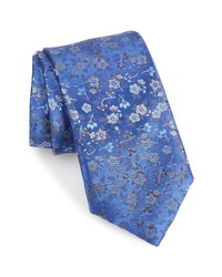 Canali Floral Silk Tie In Blue At Nordstrom