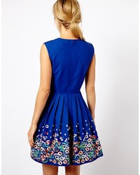 Asos Skater Dress With Floral Embroidery