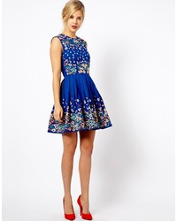 Asos Skater Dress With Floral Embroidery
