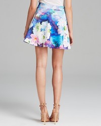 Aqua Skirt Floral Print Scuba