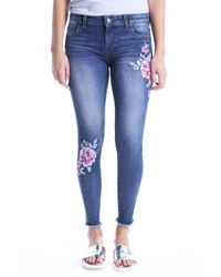 KUT from the Kloth Connie Embroided Frayed Hem Ankle Skinny Jeans