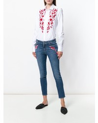 Ermanno Scervino Floral Embroidered Cropped Skinny Jeans