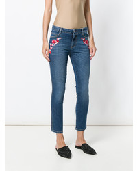 Ermanno Scervino Floral Embroidered Cropped Skinny Jeans