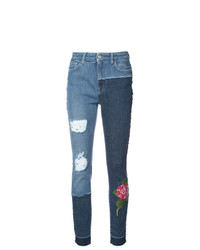 Dolce & Gabbana Skinny Patchwork Jeans With Floral Embroidery