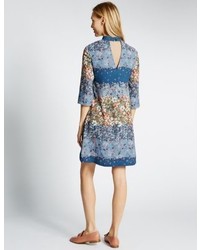 Marks and Spencer Ditsy Floral Print 34 Sleeve Swing Dress