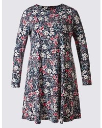 Marks and Spencer Plus Floral Print Long Sleeve Swing Dress