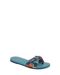 Blue Floral Thong Sandals