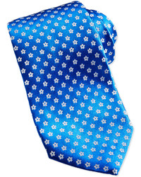 Isaia Floral Neat Silk Tie Blue