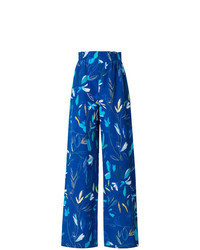 Blue Floral Wide Leg Pants
