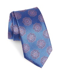 Canali Floral Medallion Silk Wool Tie