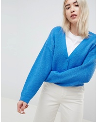 ASOS DESIGN Eco Cropped Cardigan In Fluffy Yarn With Buttons