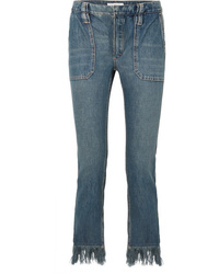 Chloé Cropped Fringed Mid Rise Slim Leg Jeans
