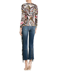 Roberto Cavalli Straight Jeans With Leather Fringe