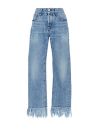 3x1 Wm3 Straight Cropped Mid Rise Fringed Jeans