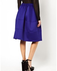 Asos Full Midi Skirt In Scuba With Tiered Seam Detail