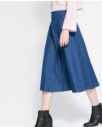 Zara Denim Midi Skirt