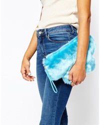 The Whitepepper Cloud Clutch Bag In Faux Fur