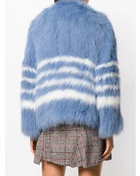 Yves Salomon Fox Fur Stripe Coat