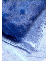 Cutuli Cult Rabbit Fur Panel Stripe Modal Cashmere Scarf