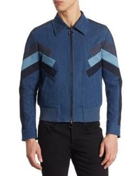 Blue Geometric Bomber Jacket