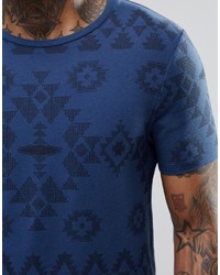 Asos Brand Muscle T Shirt With Tonal Geo Tribal Print