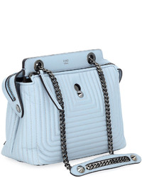 Fendi Dotcom Click Leather Shoulder Bag Light Blue