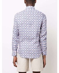 Finamore 1925 Napoli Geometric Pattern Long Sleeve Shirt