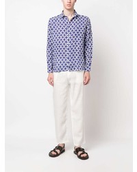 PENINSULA SWIMWEA R Geometric Print Linen Shirt