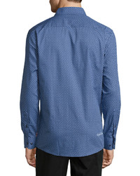 English Laundry Geometric Print Sport Shirt Blue
