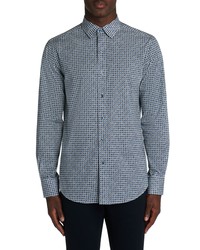 Bugatchi Shaped Fit Geometric Stretch Cotton Button Up Shirt