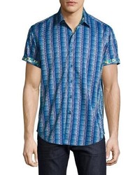 Blue Geometric Short Sleeve Shirt