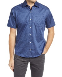Peter Millar Regular Fit Geometric Short Sleeve Button Up Shirt