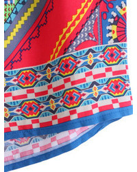 Drawstring Tribal Print Blue Shorts