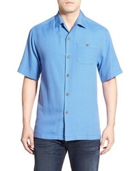 Blue Geometric Silk Shirt