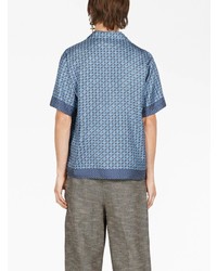 Gucci Geometric Interlocking G Print Silk Shirt