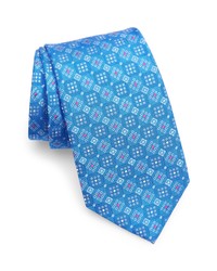 David Donahue Geometric Medallion Silk Tie In Medium Blue At Nordstrom