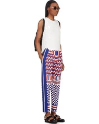 Alexander McQueen Blue Check And Stripe Print Trousers