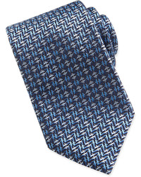 Brioni Geometric Basket Weave Tie Blue