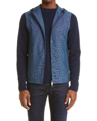 Canali Wool Hooded Vest In Green At Nordstrom