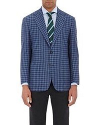 Kiton Checked Two Button Sportcoat Blue