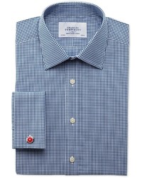Charles Tyrwhitt Classic Fit Small Gingham Navy Shirt